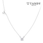 [TANDY] T Initial Zirconia Pendant Necklace TDN607S - Lightweight Stainless Steel, Comfortable Wear with Sparkling Zirconia Cubic Points for a Chic Touch